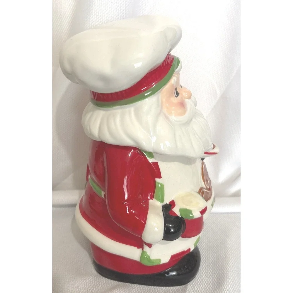 Sleigh Bell Bistro Santa Claus Chef Cookie Jar Christmas Gingerbread Ceramic